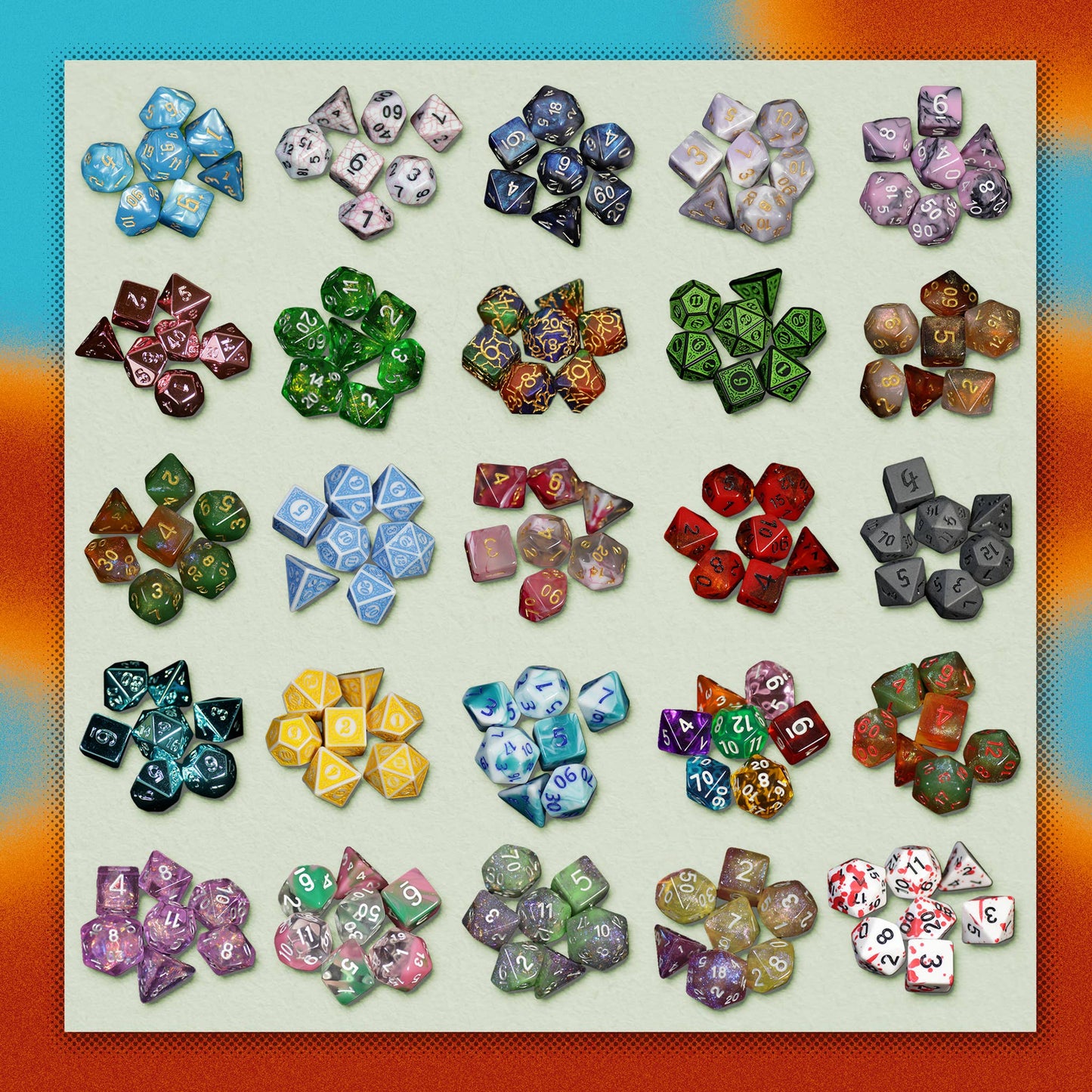 Mystery Dice - full set of 7 Polyhedral Dice