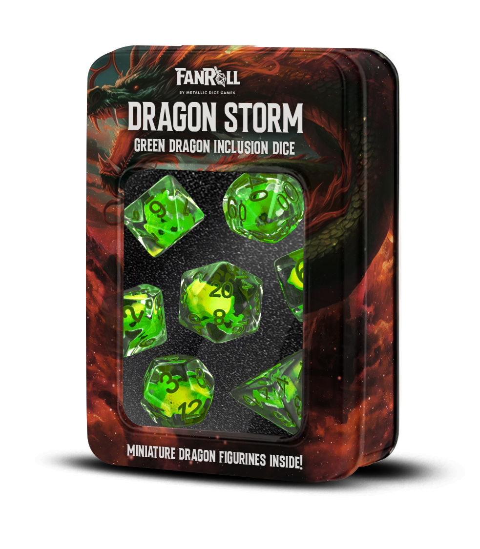 Dragon Storm Inclusion Resin Dice Set: Green Dragon