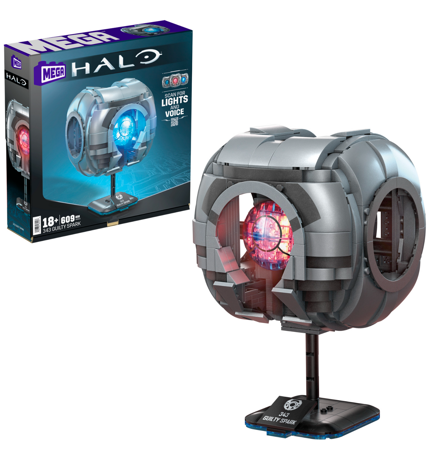 MEGA Halo 343 Guilty Spark Building Toy Kit (609 Pieces) For Collectors