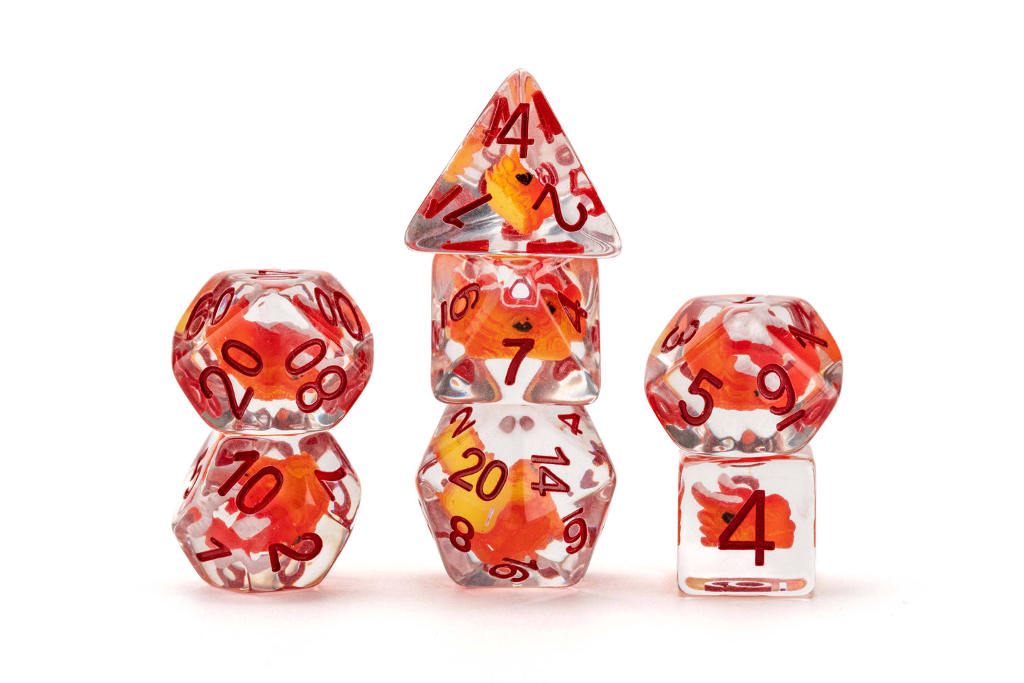 Dragon Storm Inclusion Resin Dice Set: Red Dragon