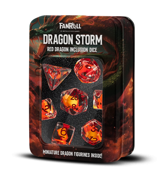 Dragon Storm Inclusion Resin Dice Set: Red Dragon