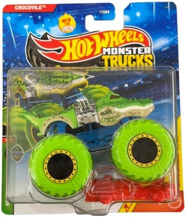 Hot Wheels Monster Trucks Crocovile, Beast Bashers 1/6 [Includes Crushed Car] New for 2026! 1:64 Scale Diecast Toy Vehicle