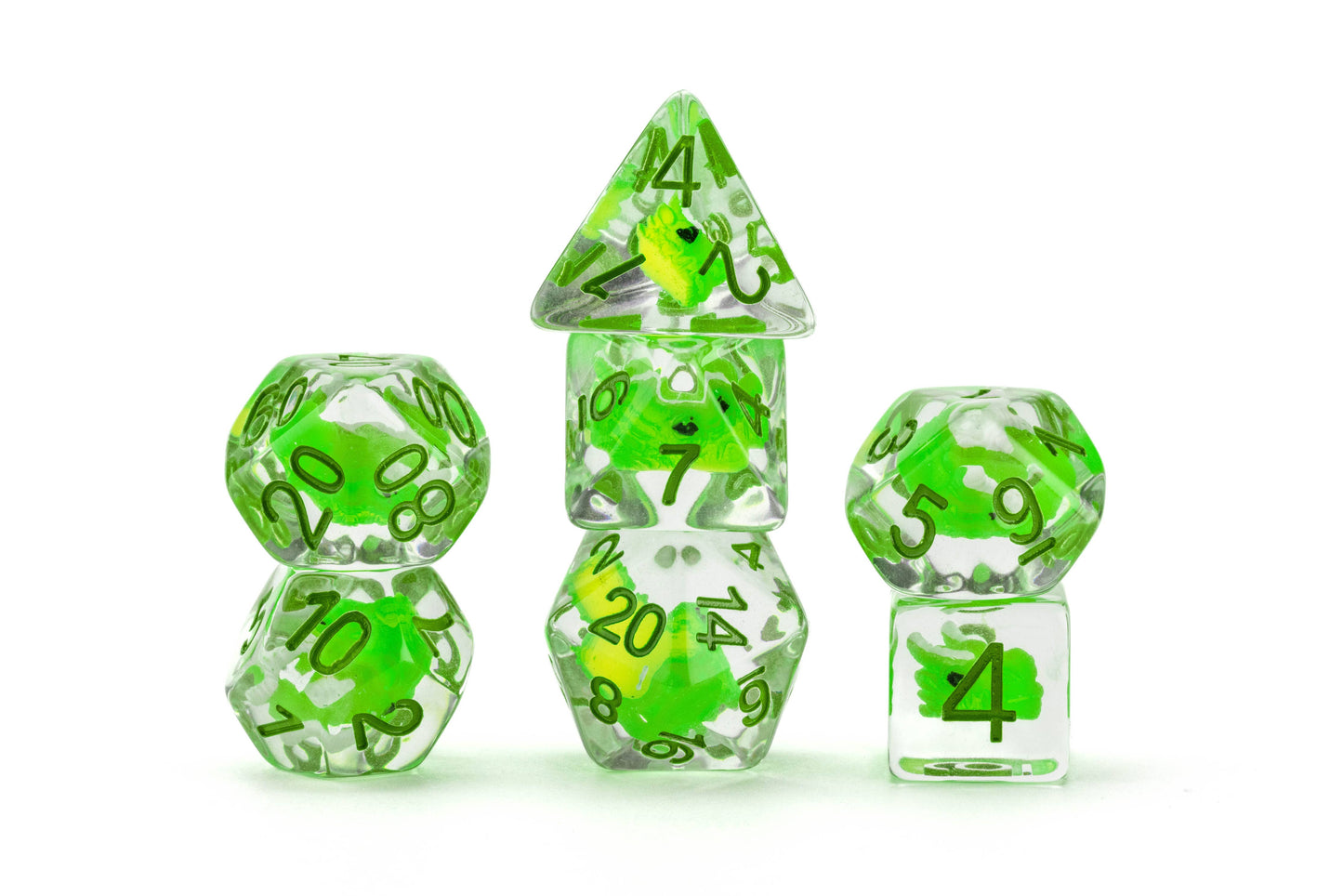 Dragon Storm Inclusion Resin Dice Set: Green Dragon