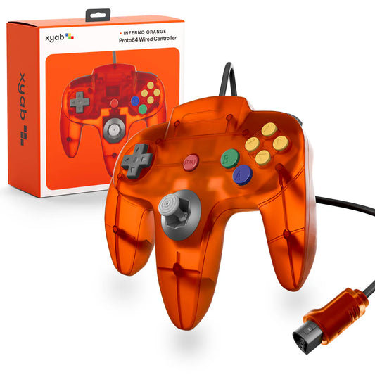 XYAB Clear Orange PROTO64 Wired Controller - Nintendo 64