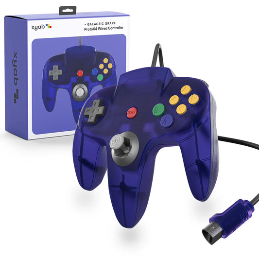 XYAB Clear Purple PROTO64 Wired Controller - Nintendo 64