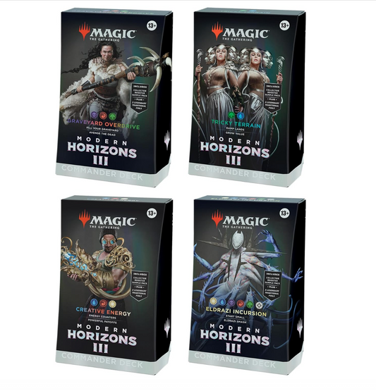 Magic: The Gathering Modern Horizons 3 Commander Deck Bundle - Includes All 4 Decks (Graveyard Overdrive, Tricky Terrain, Creative Energy, and Eldrazi Incursion)