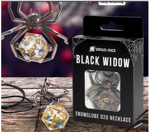 SIRIUS DICE: D20 NECKLACE: BLACK WIDOW