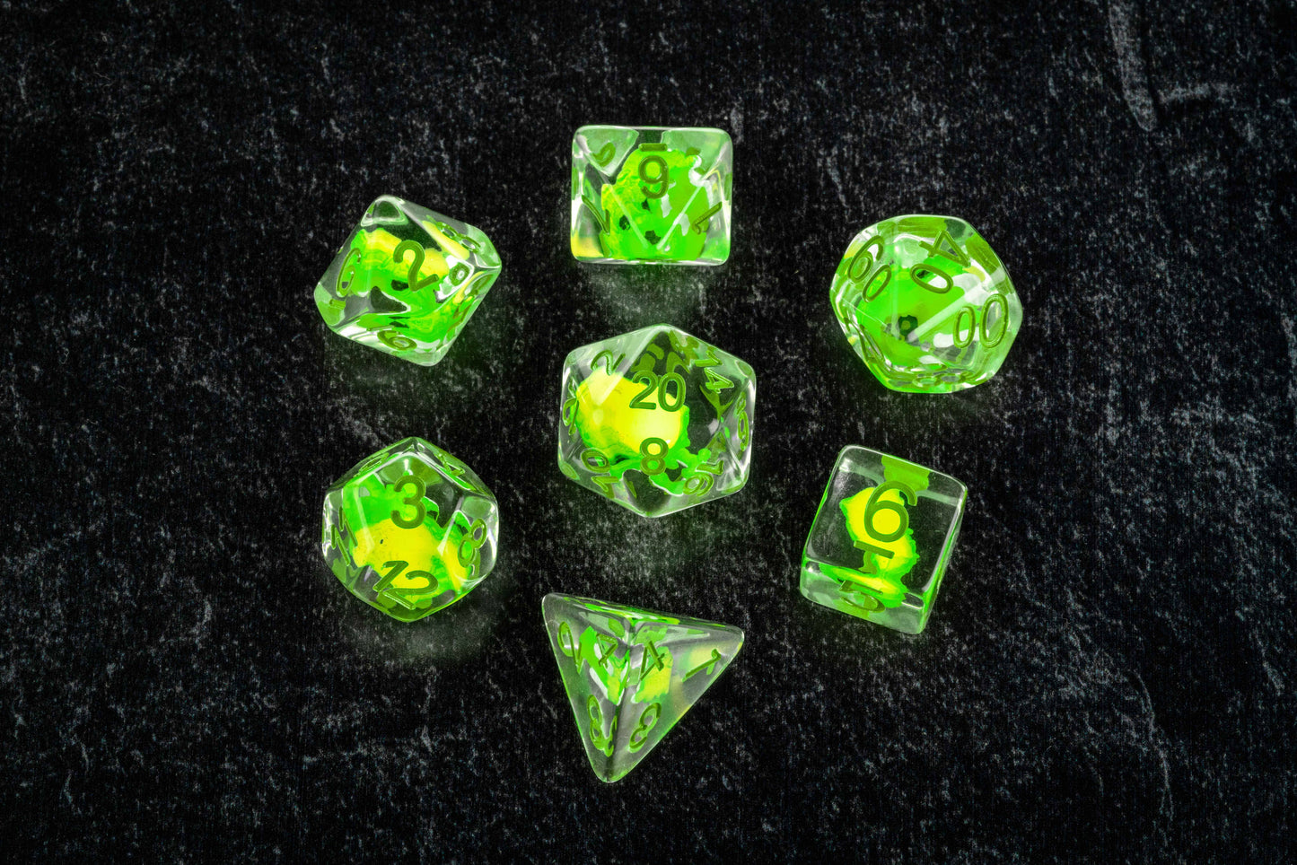 Dragon Storm Inclusion Resin Dice Set: Green Dragon